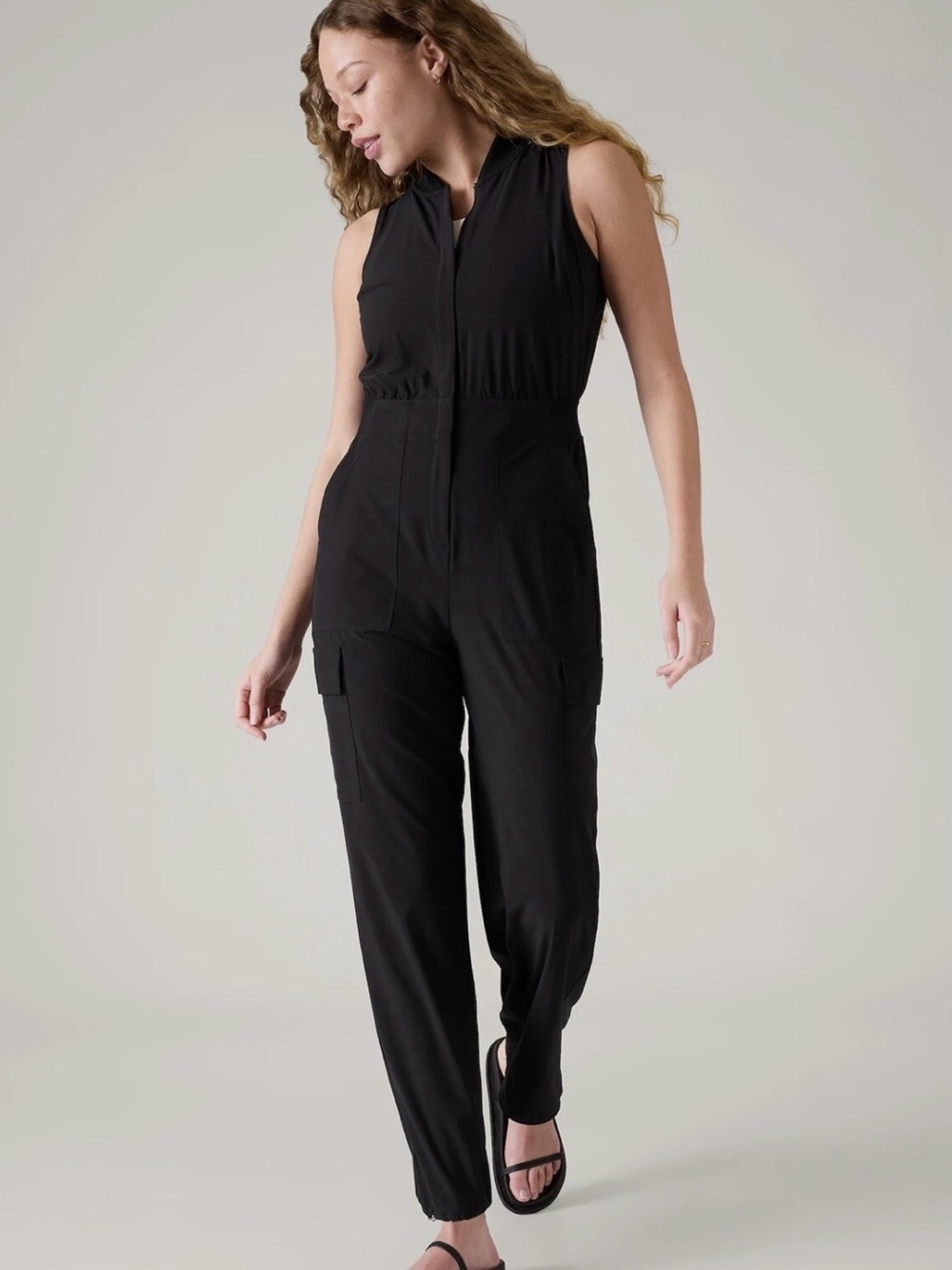 Athleta Black Brooklyn Utility Jumpsuit Size 10